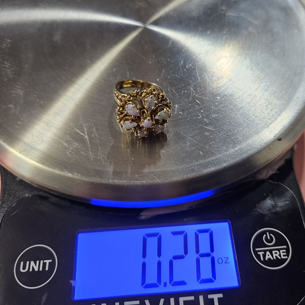 14k Vintage Estate Gold Opal Cluster Ring - Picture 4 of 9